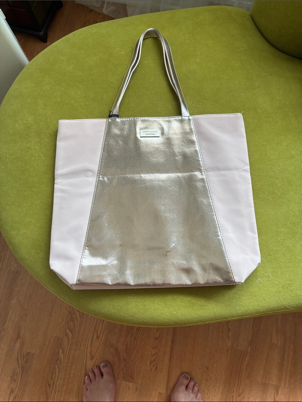 Jimmy  Choo tote bag.Baby pink and Gold